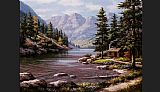 Sung Kim Log Cabin Retreat painting